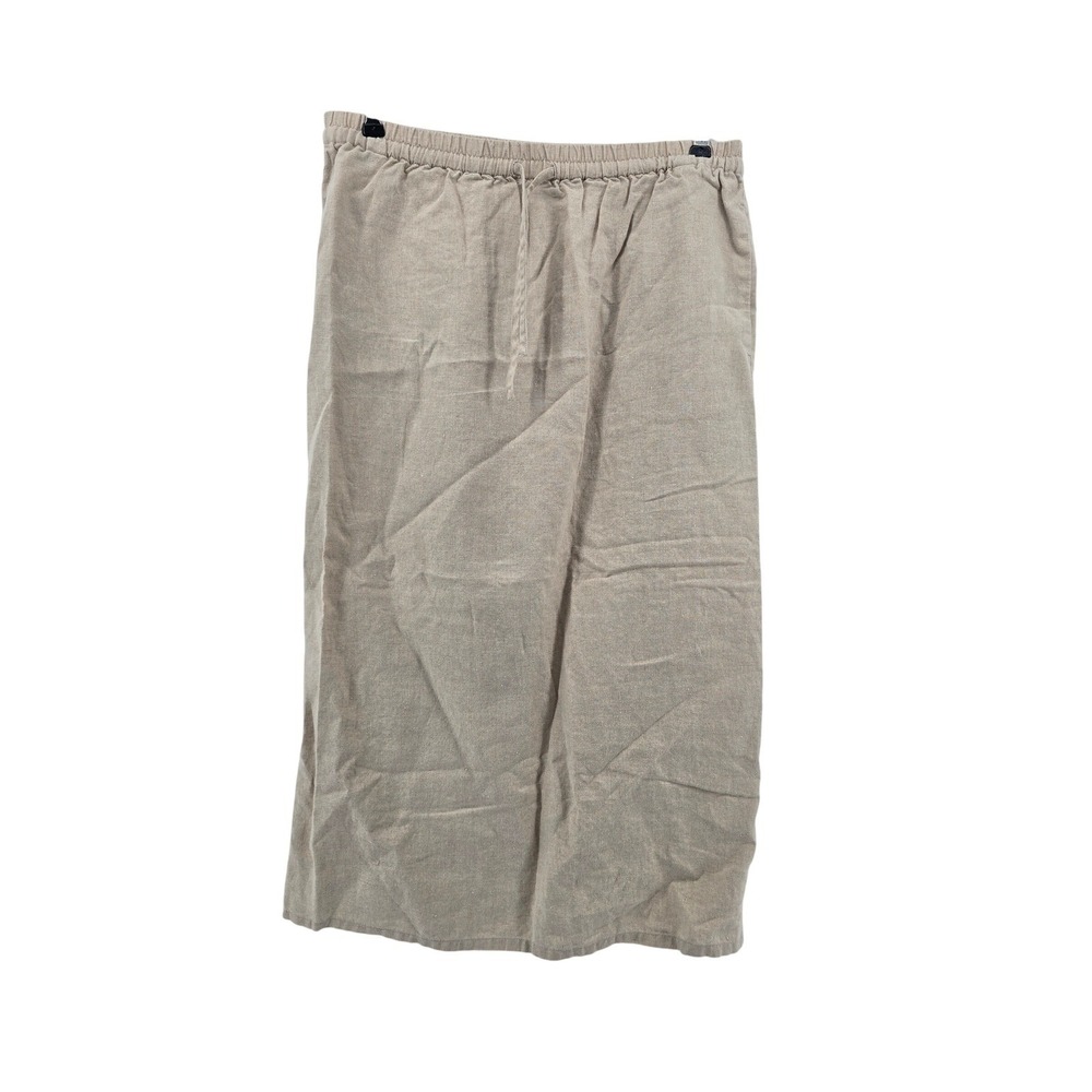 Pendleton Linen Skirt Womens Petite P Beige Elastic Drawstring Pockets EUC